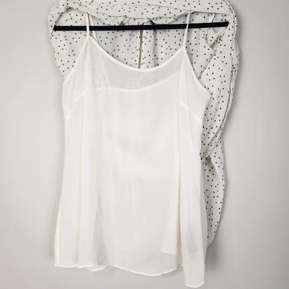 Women's Cream & Black Speck Print Peasant High Neck Sheer Blouse Large - Picture 7 of 16